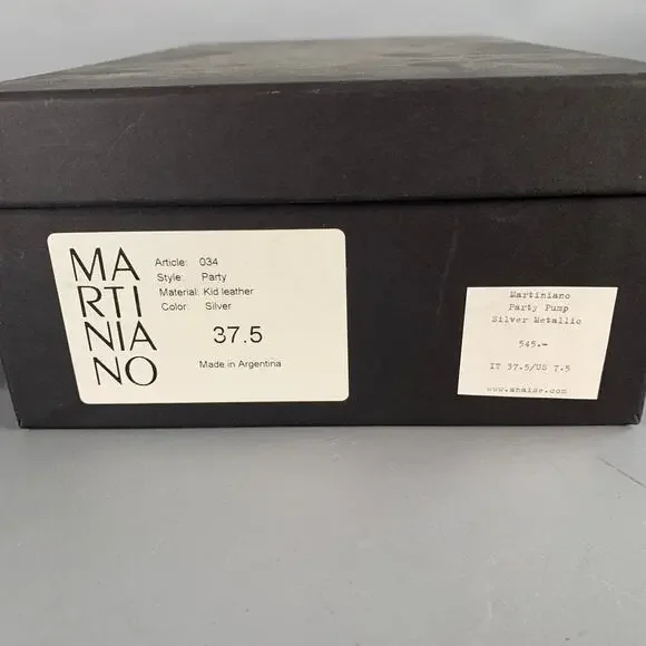 MARTINIANO Size 7.5 Metallic Silver Kidskin Leather Pointed Toe Pumps - Picture 10 of 10